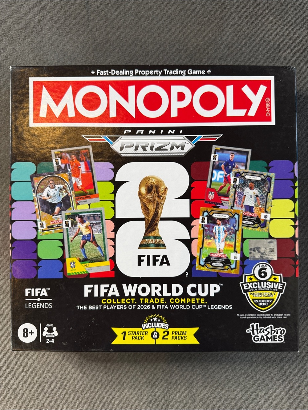Hasbro Monopoly FIFA World Cup Panini Prizm Board Game **FOR PARTS MISSING CARDS